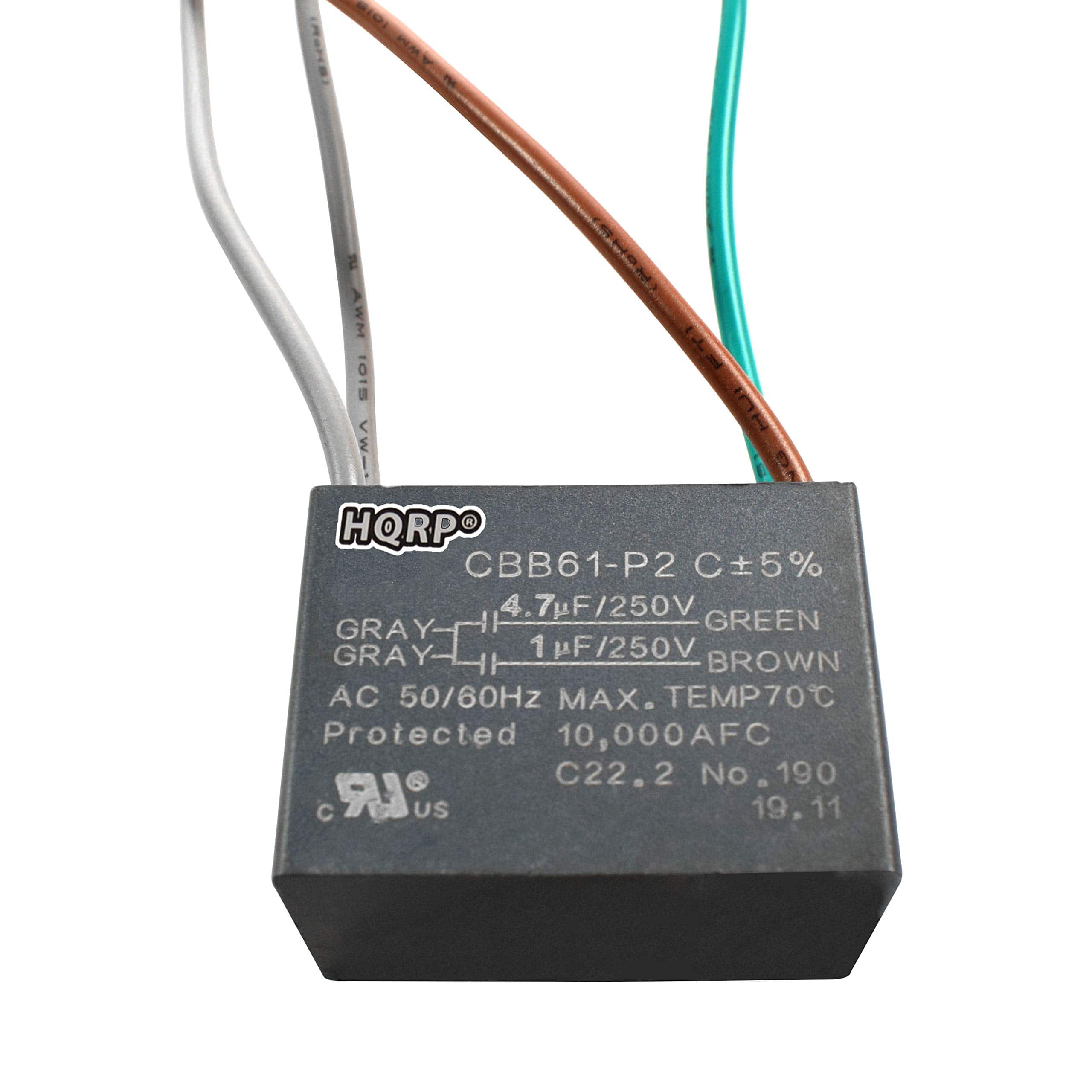 HQRP - Ceiling Fan Capacitor CBB61 4.7 uF + 1 uF 4-Wire UL Listed Replacement for Hunter price history on PriceWatchPro