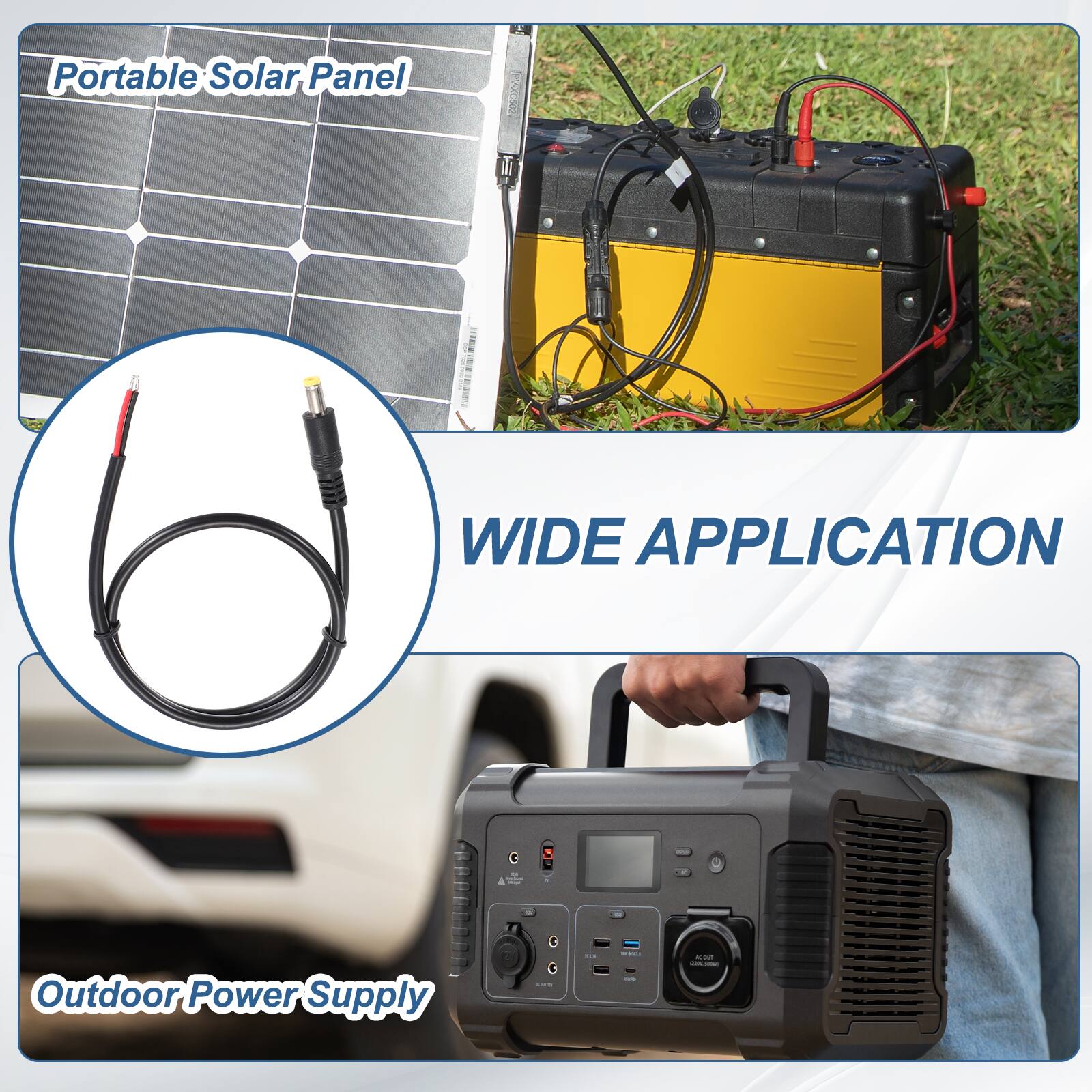 Portable Solar Panel

WIDE APPLICATION

Outdoor Power Supply