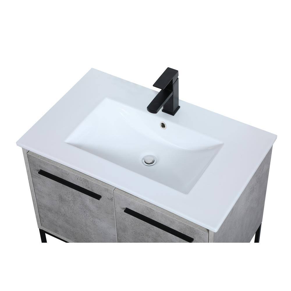 Back. Elegant Kitchen and Bath - 30 inch Single Bathroom Vanity in Concrete Grey - Concrete Grey.