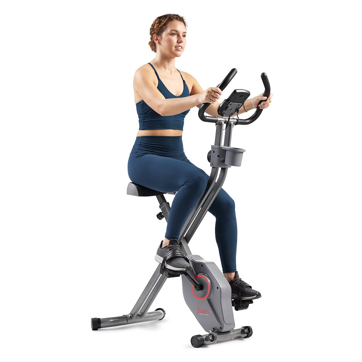 Angle. Sunny Health & Fitness - Foldable Magnetic Exercise X-Bike - Black.