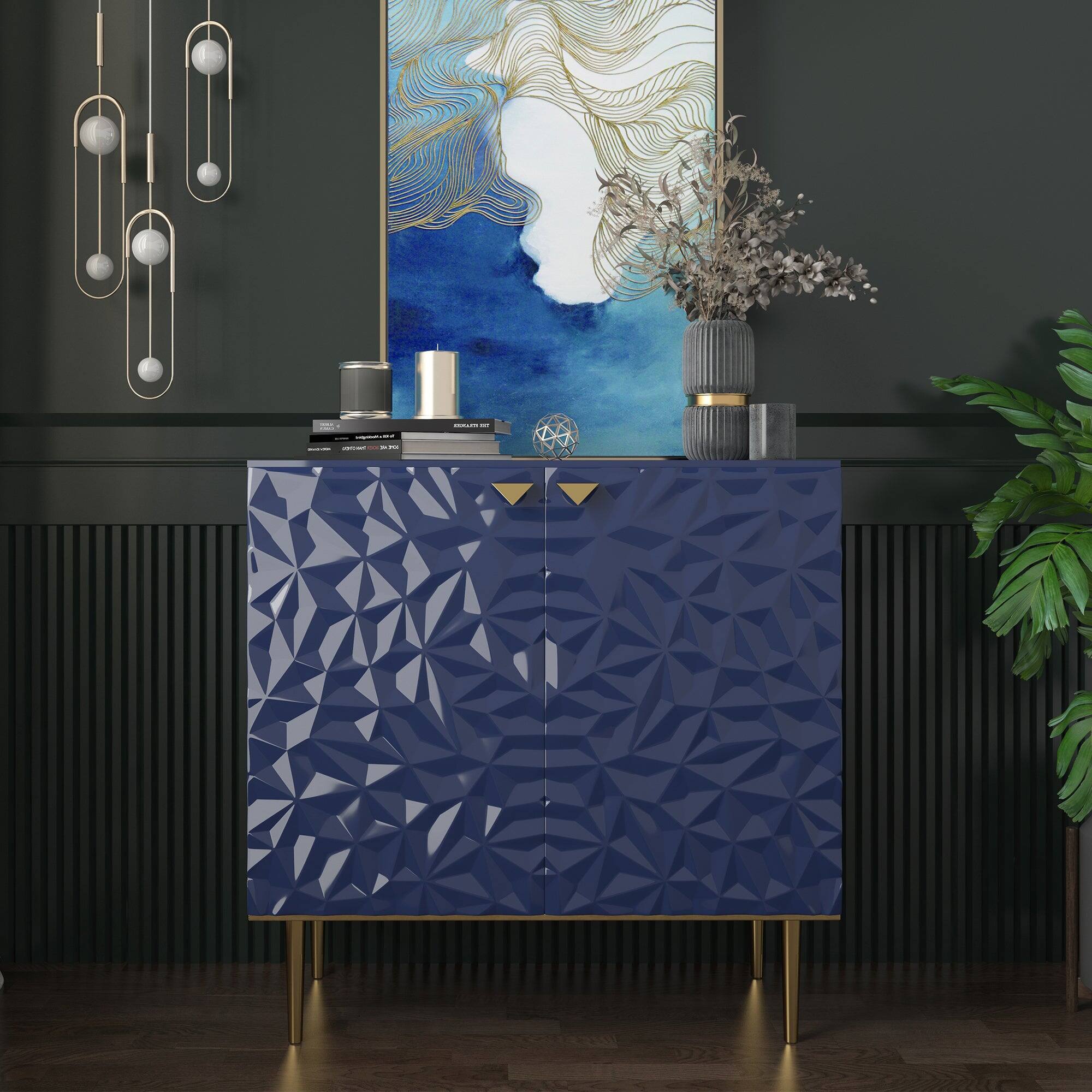 Alt View 3. Boyel Living - 2 Door Locker Accent Cabinet - Navy.