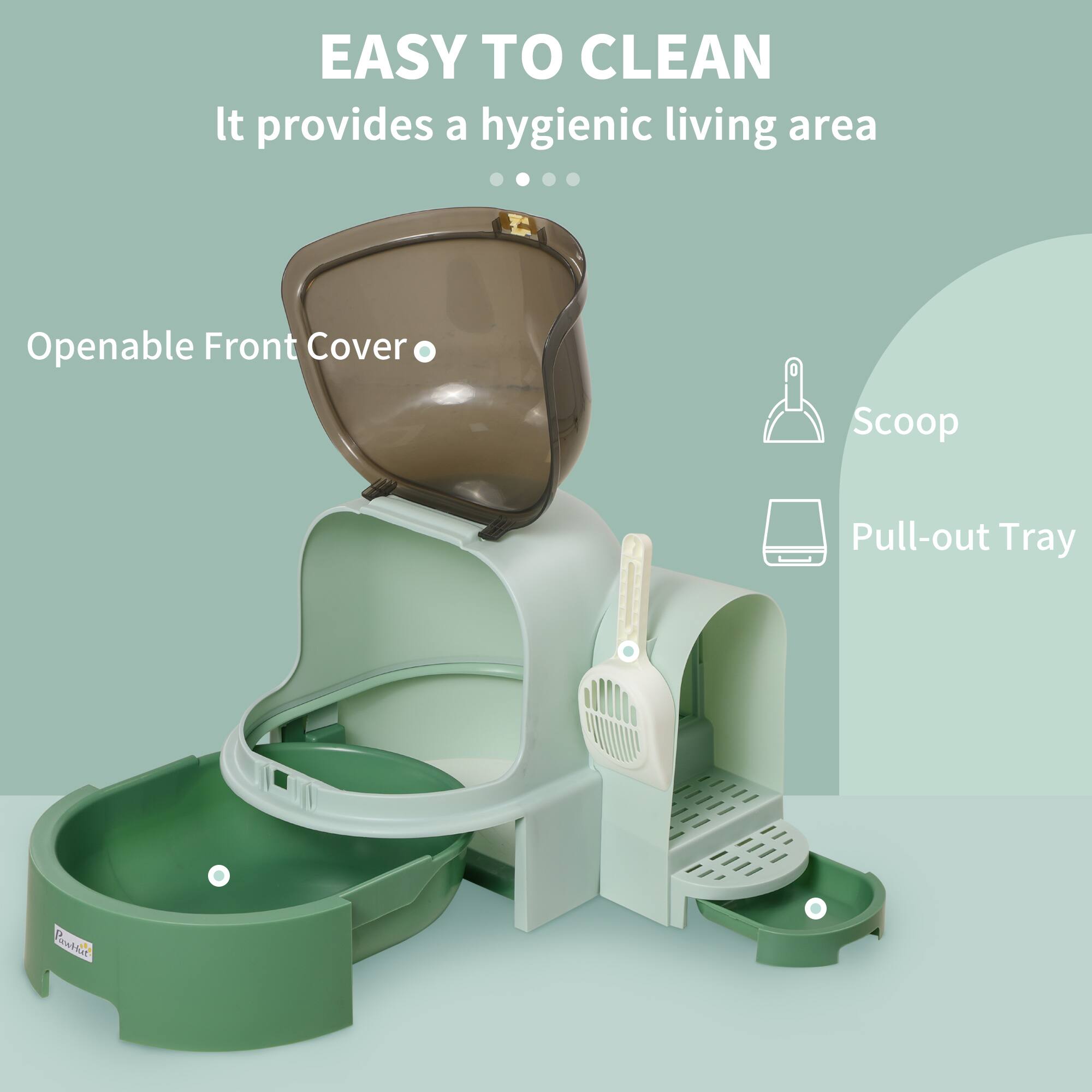 EASY TO CLEAN  
It provides a hygienic living area

- Openable Front Cover
- Scoop
- Pull-out Tray
