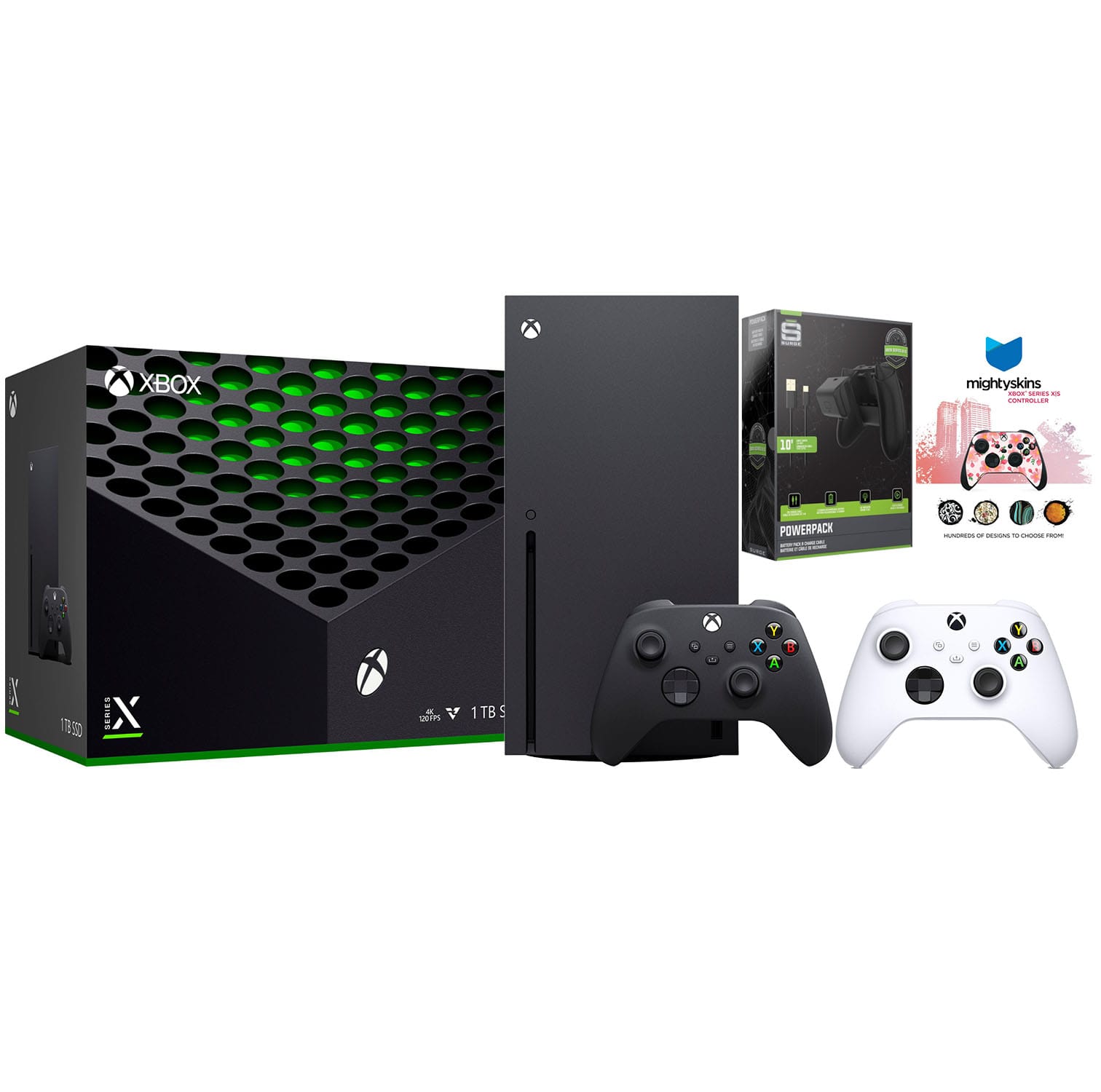 Xbox Series X 1TB Disc Console with Extra Controller, Battery Pack and MightySkins Code Bundle