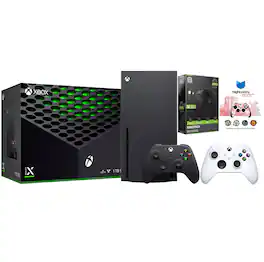 Xbox Series X 1TB Disc Console with Extra Controller, Battery Pack and MightySkins Code Bundle