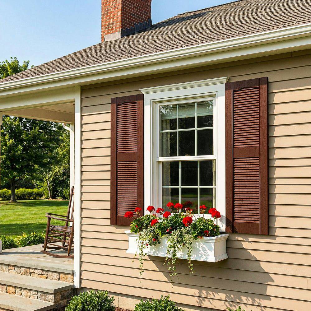 Alt View 4. Kadyn - Decorative Faux Shutters, Sturdy, Hassle-Free Design for Indoor & Outdoor Use, 14"x31", Red - Red.