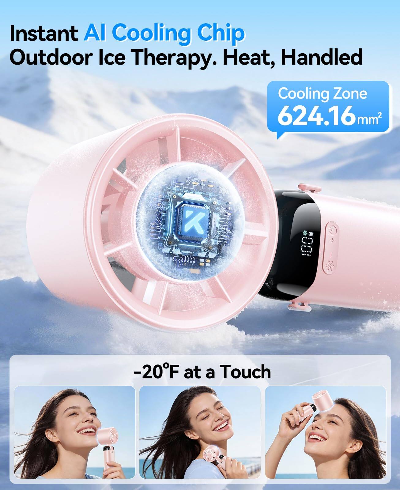 Instant AI Cooling Chip Outdoor Ice Therapy. Heat, Handled Cooling Zone 624.16mm². -20°F at a Touch