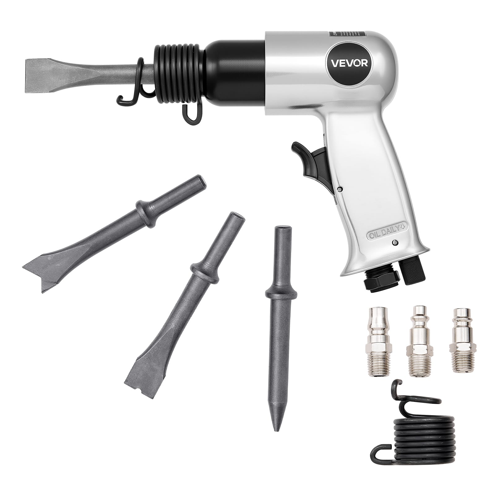 VEVOR - Air Hammer, 4500BPM Pneumatic Hammer with 1.57-inch Stroke & 4PCS Chisels Round Shank, Lightweight & Compact - Black + Silver price history on PriceWatchPro