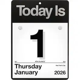AT-A-GLANCE - 2026 Today Is 6.63" x 9.13" Daily Wall Calendar - White/Black