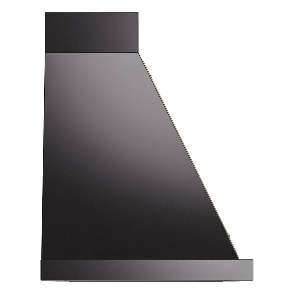 Alt View 3. ILVE - ILVE Nostalgie II Series 40 in. Noblesse Wall Mount Range Hood with 600 CFM (Brass Trim) - Glossy Black.