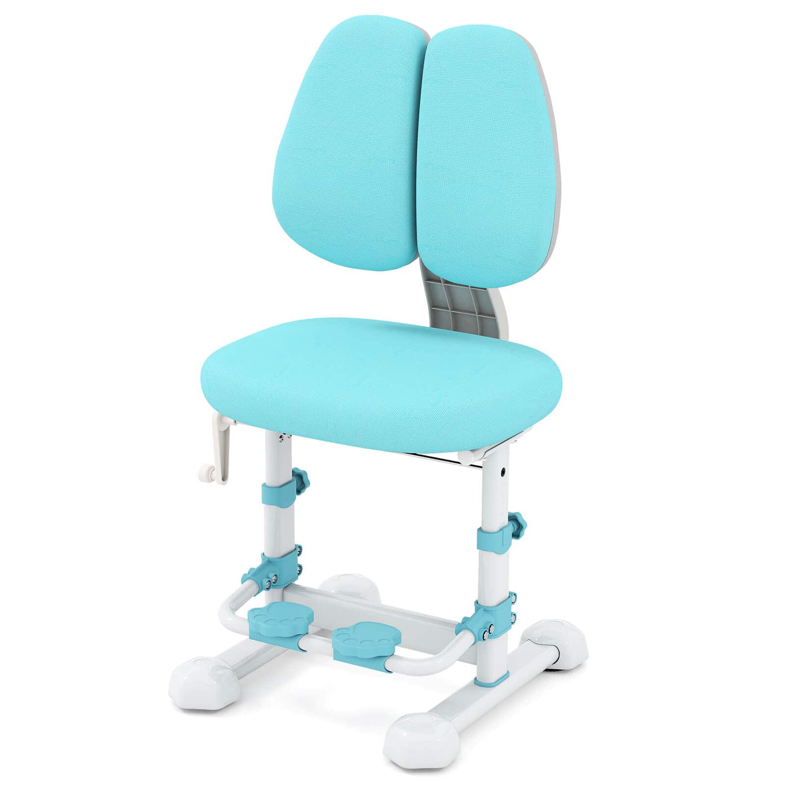 Costway - Kids Study Chair with Adjustable Double Backrest, Footrest, Seat Height & Depth - Blue