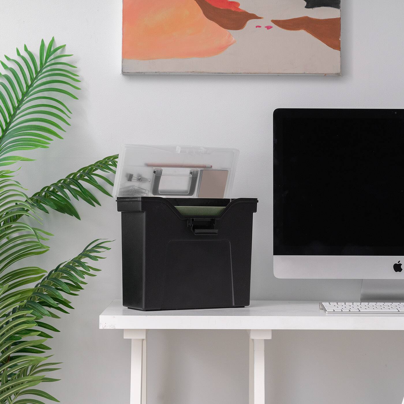 Alt View 2. IRIS USA - IRIS USA Portable Letter Size File Box with Handle for Hanging Folders.