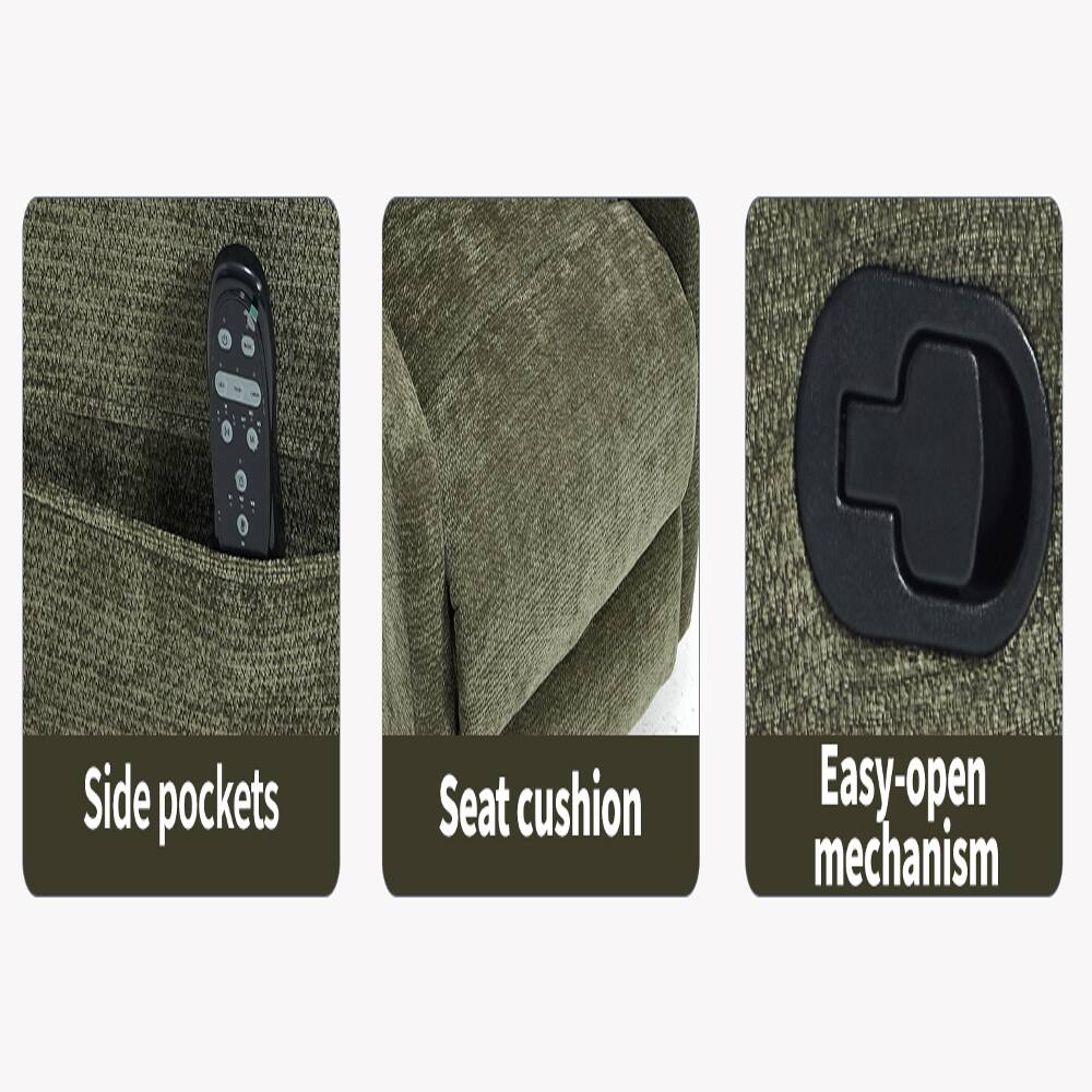 Side pockets  
Seat cushion  
Easy-open mechanism