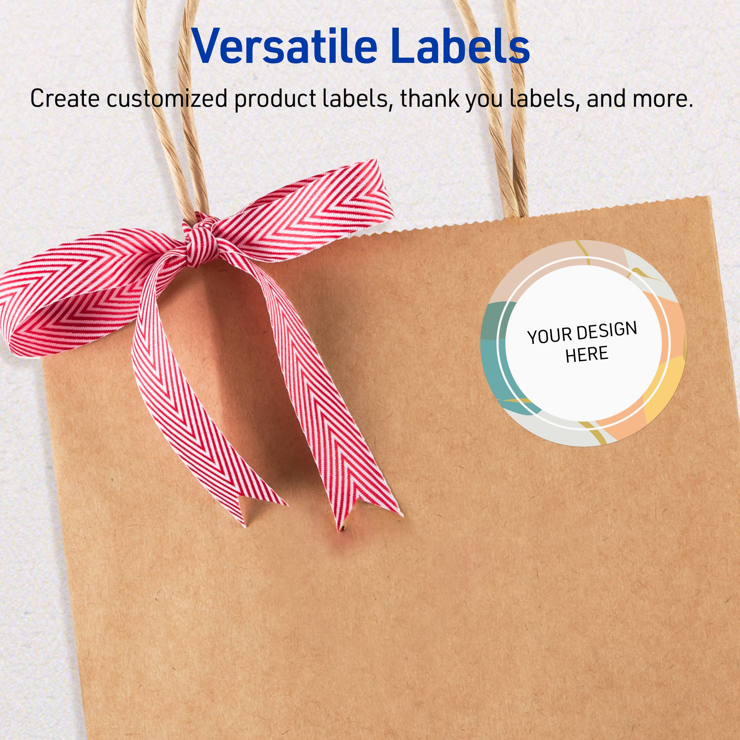 Versatile Labels  
Create customized product labels, thank you labels, and more.  
YOUR DESIGN HERE