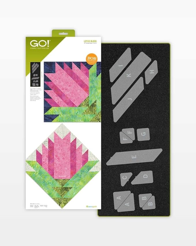 GO! FABRIC CUTTING DIE  
LOTUS BLOCK  
BOB  

K H J F F G E C D A A B B