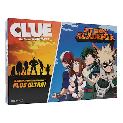 CLUE
The Classic Mystery Game
MY HERO ACADEMIA
GO BEYOND TO SOLVE THE MYSTERY...
PLUS ULTRA!
AGES 8+ / 2-4 PLAYERS
