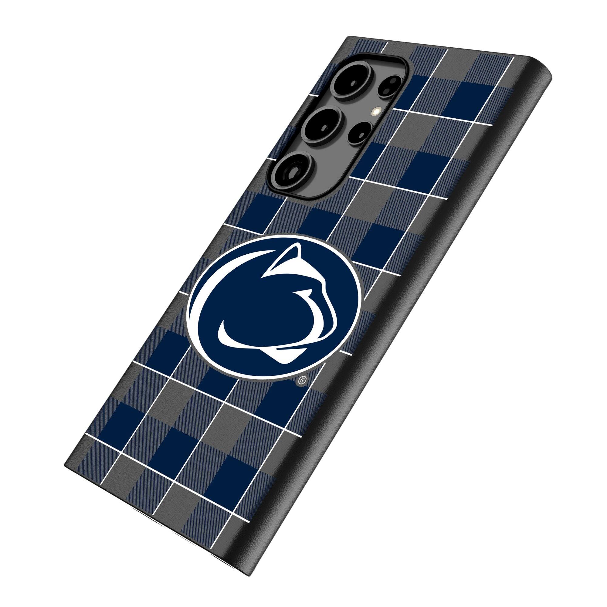 Alt View 1. Keyscaper - Penn State Nittany Lions Plaid Galaxy Magnetic Bump Case - S24 Ultra - Black.