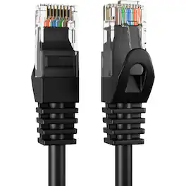 Cables Direct Online - Cat5e Ethernet Cable 75ft, 350MHz UTP LAN Network Patch Cord for PC Modem Router TV Printer Console - Black