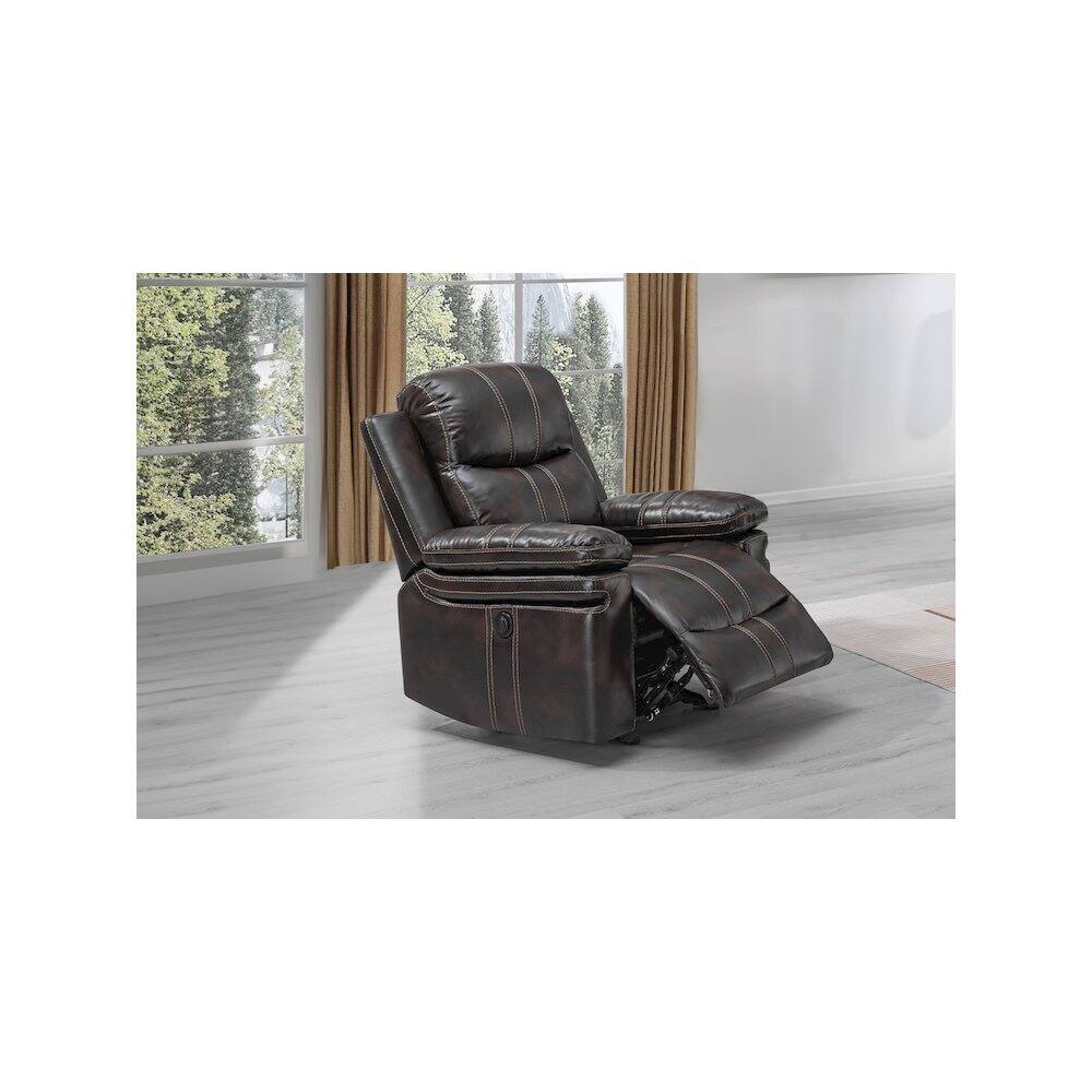 Alt View 2. New Classic Furniture - Kellen Faux Leather Power Glider Recliner - Brown.