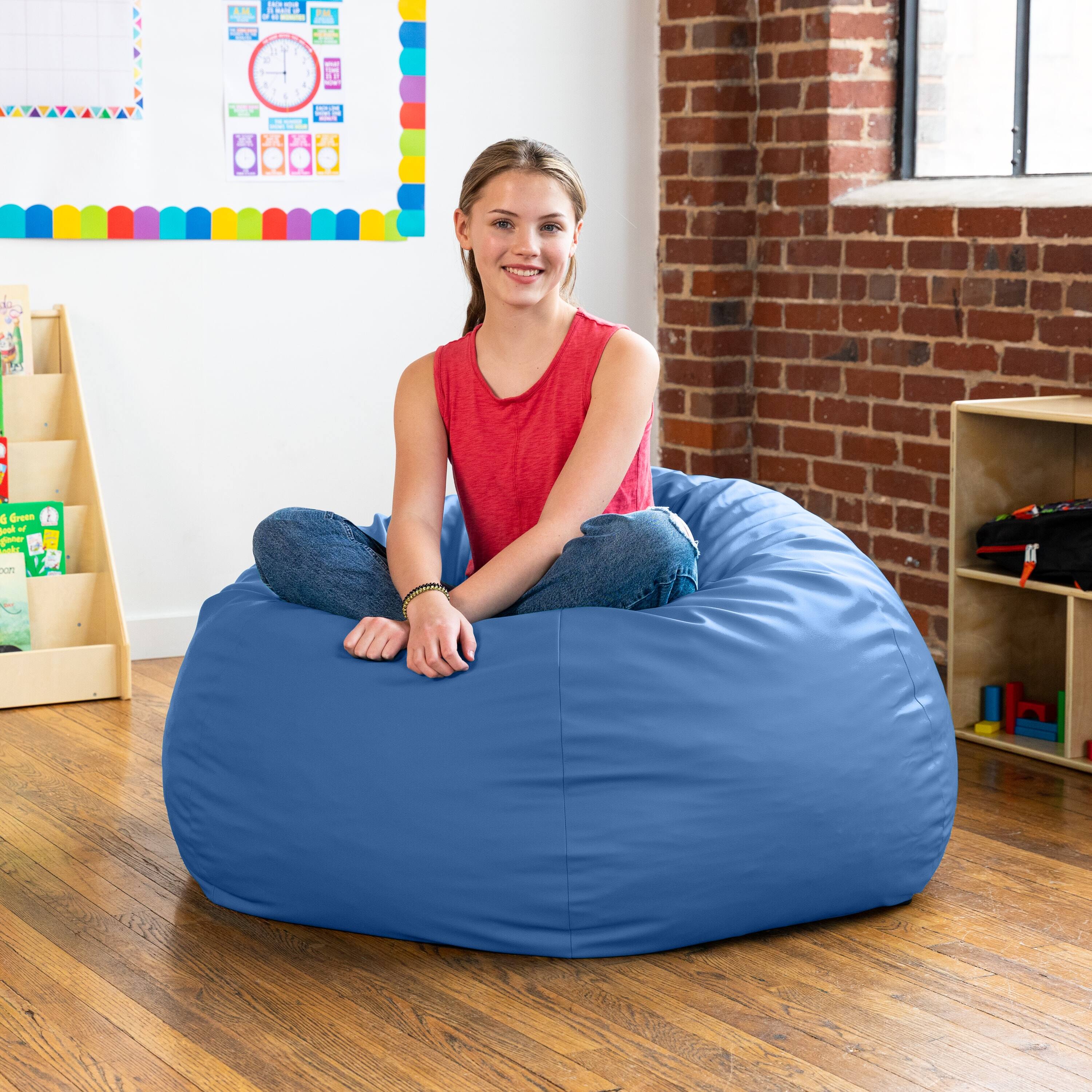 Back. Jaxx - Jaxx Gumdrop Commercial Grade Bean Bag for Educational Environments, Large Size - Premium Vinyl - Royal Blue - Royal Blue.