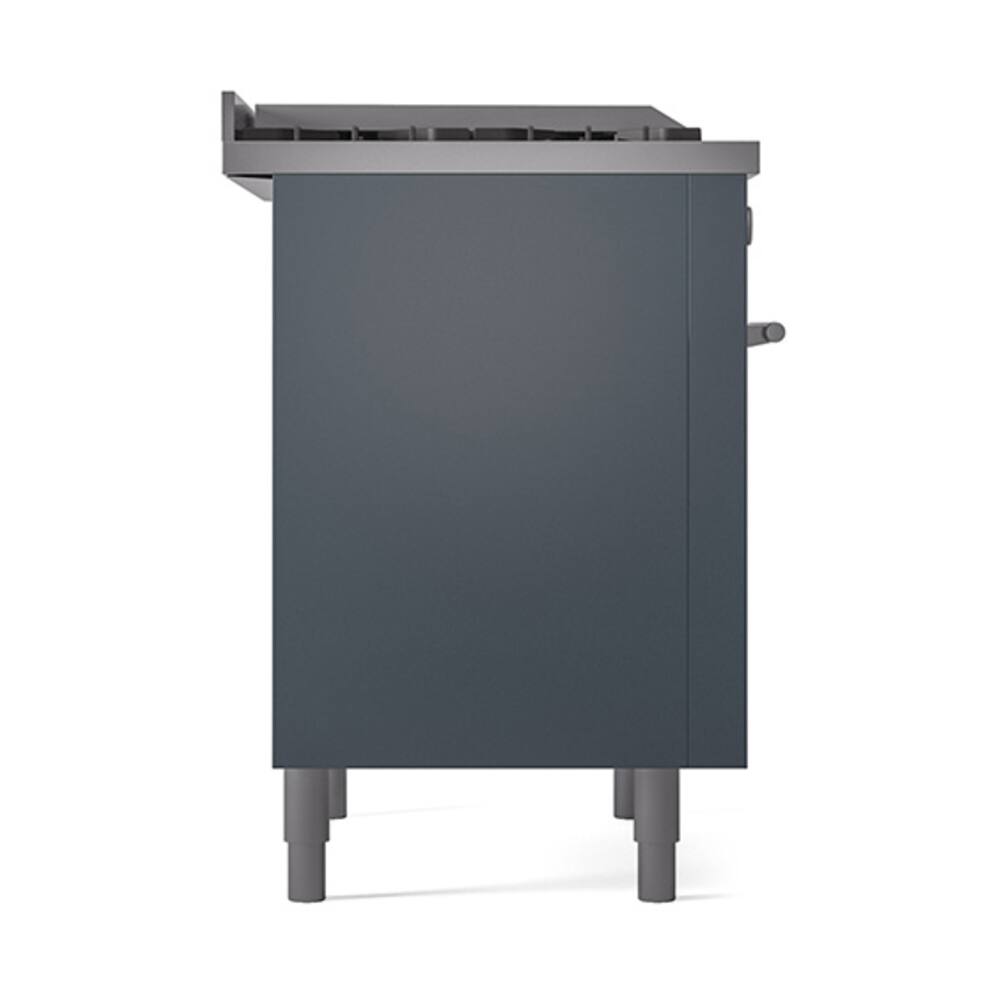 Alt View 6. ILVE - ILVE Professional Plus II Series 36 in. Dual Fuel Range with 6 Sealed Burners + Griddle (Natural Gas, Satin Trim) - Blue Grey.