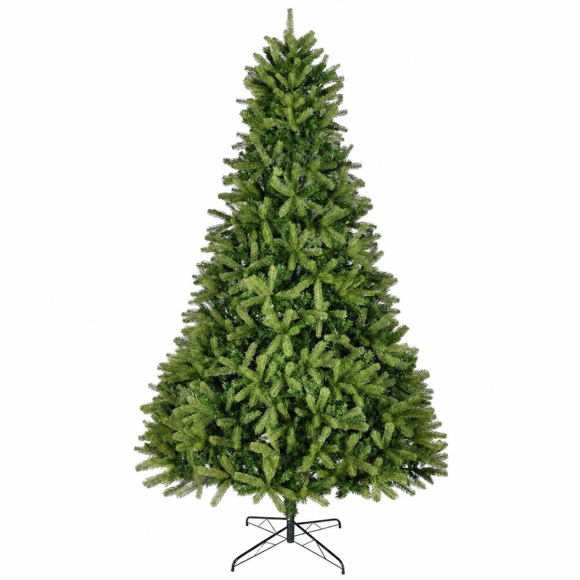 Front. RYHNUYNE - 9FT Unlit Artificial Christmas Tree With 2576 Mixed PE and PVC Tips, Hinged Spruce Branches and Metal Stand - Green.