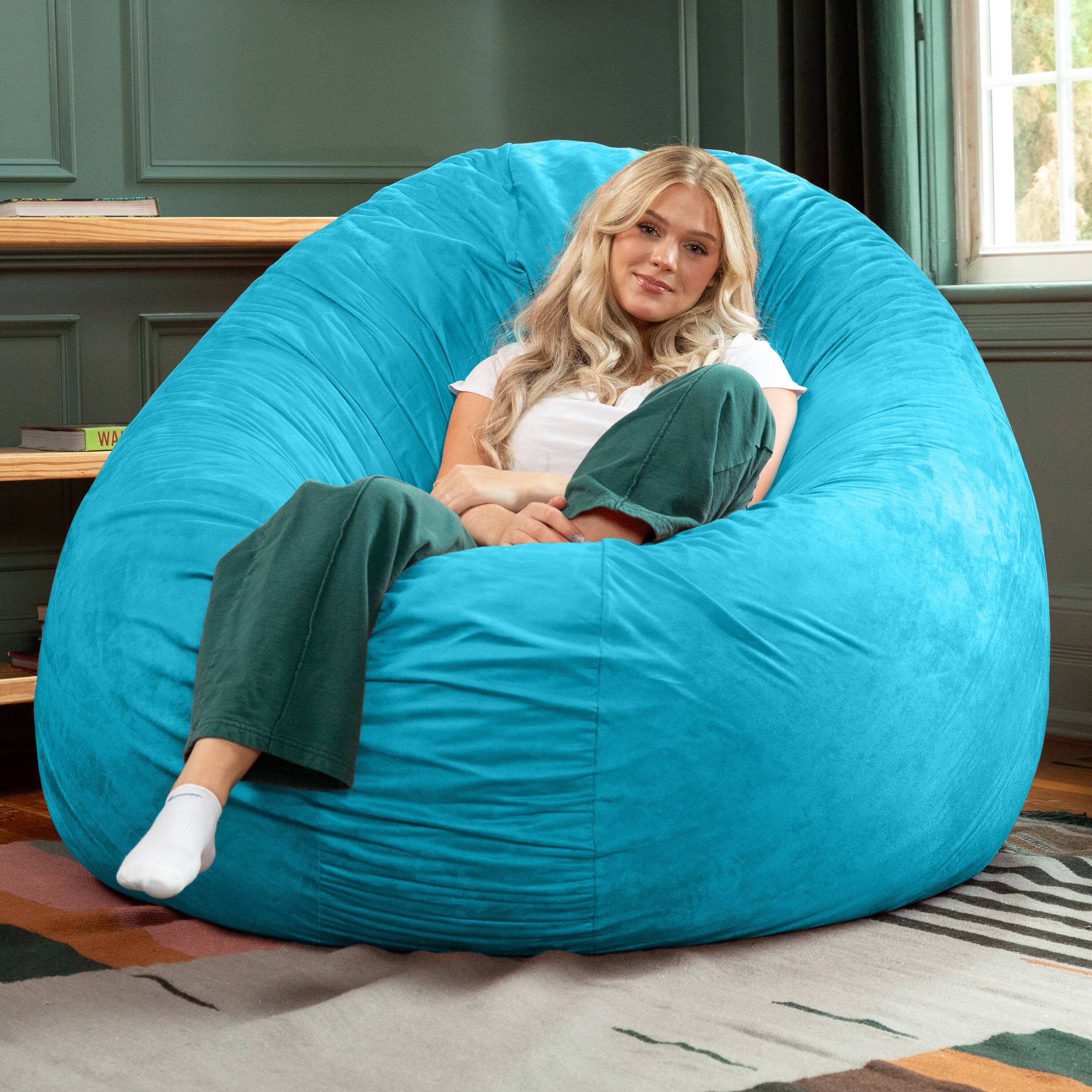 Back. Jaxx - Jaxx 6 Foot Cocoon - 2-in-1 Convertible Bean Bag Bed & Large Bean Bag Chair for Adults, Microsuede Teal - Microsuede Teal.
