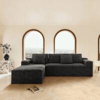 Front. Kadyn - 104" Right Chaise Sectional Sofa, Corduroy Cloud Design with Deep Seats and No Assembly Required, Grey - Gray.