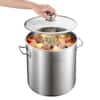 Front. VEVOR - Stainless Steel Stock Pot, 21-Quart Stainless Steel Stockpot with Glass Lid, PFOA-Free, PFAS-Free, Compatible with Gas - Silver.
