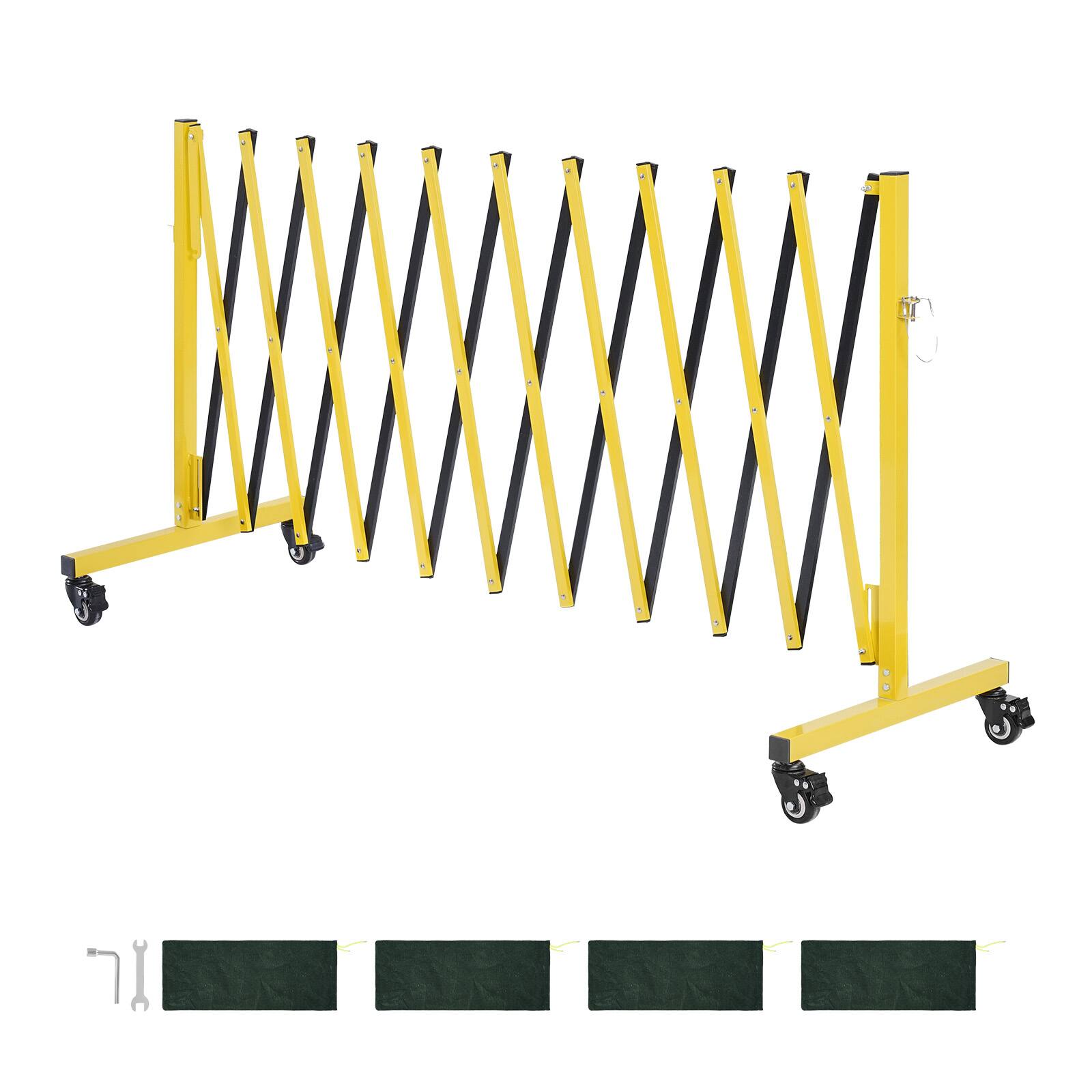 Alt View 5. VEVOR - Industrial Expandable Barricade, 13FT Expandable Safety Barrier, Flaxible Mobile Barricade with Locking Casters - Yellow + Black.