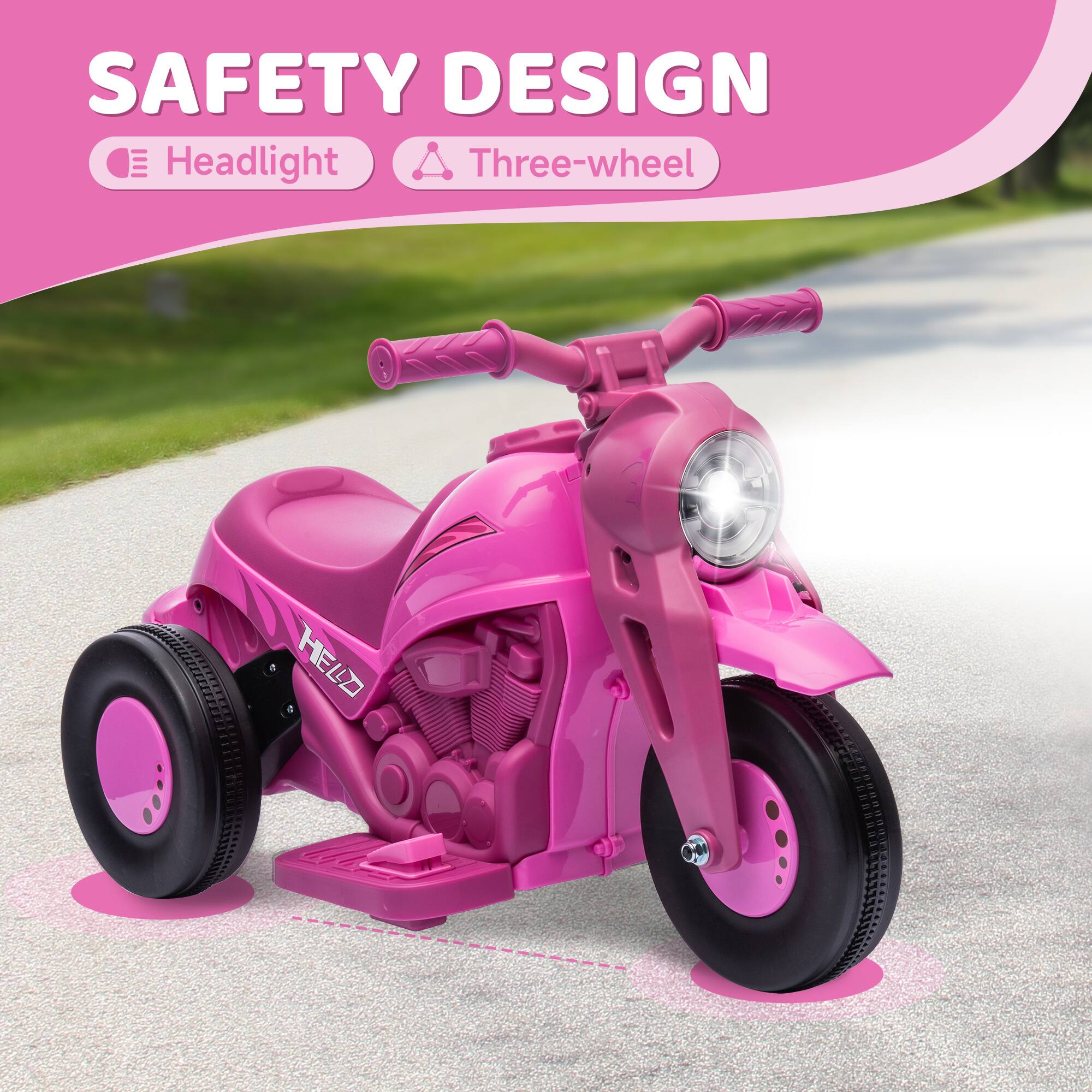 SAFETY DESIGN  
Headlight  
Three-wheel