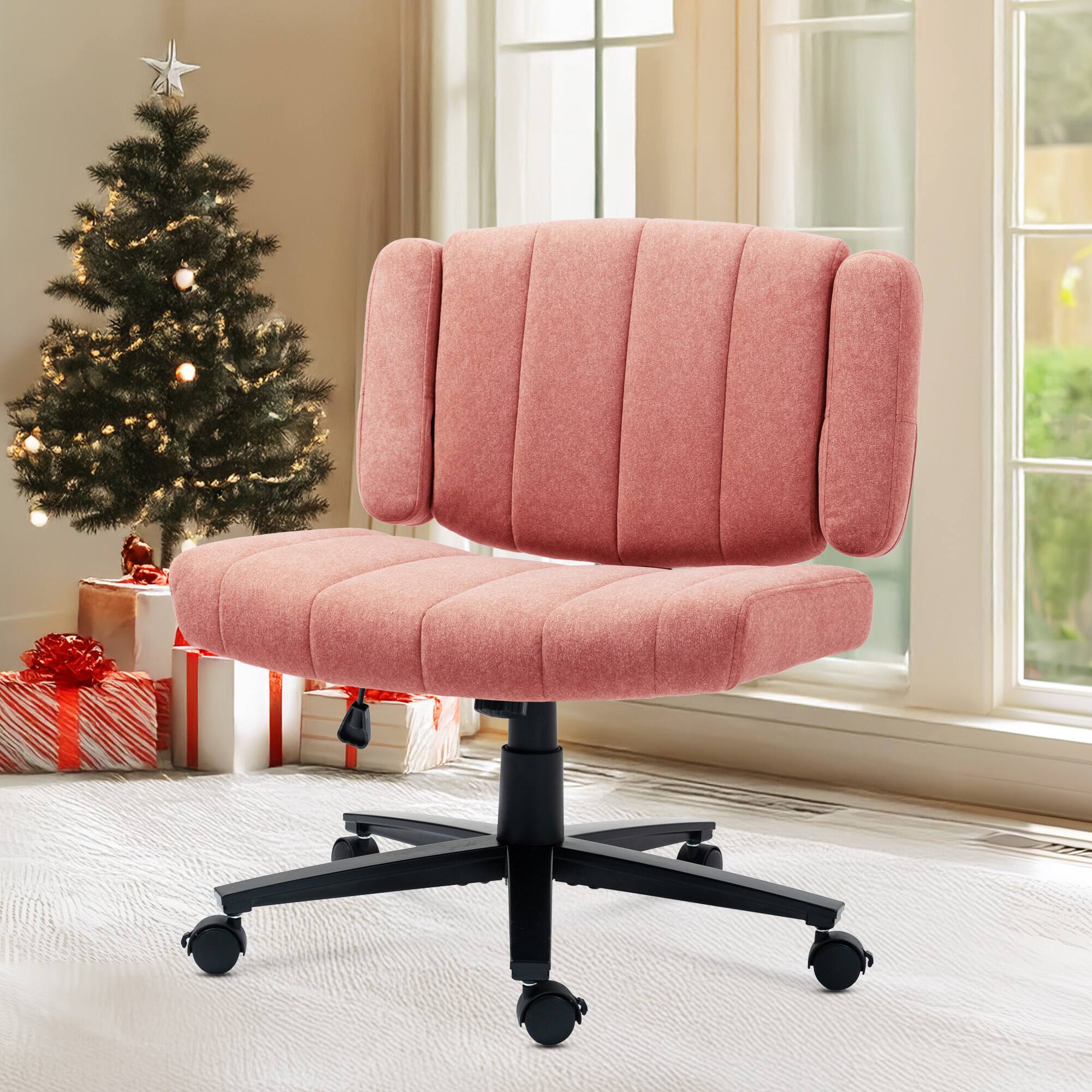 Left. Akoasm - Fabric Criss Cross Swivel Desk Chair Office Chair with Wheel, Adjustable Height Gaming Chair for Study Work Gaming(Pink) - Pink.