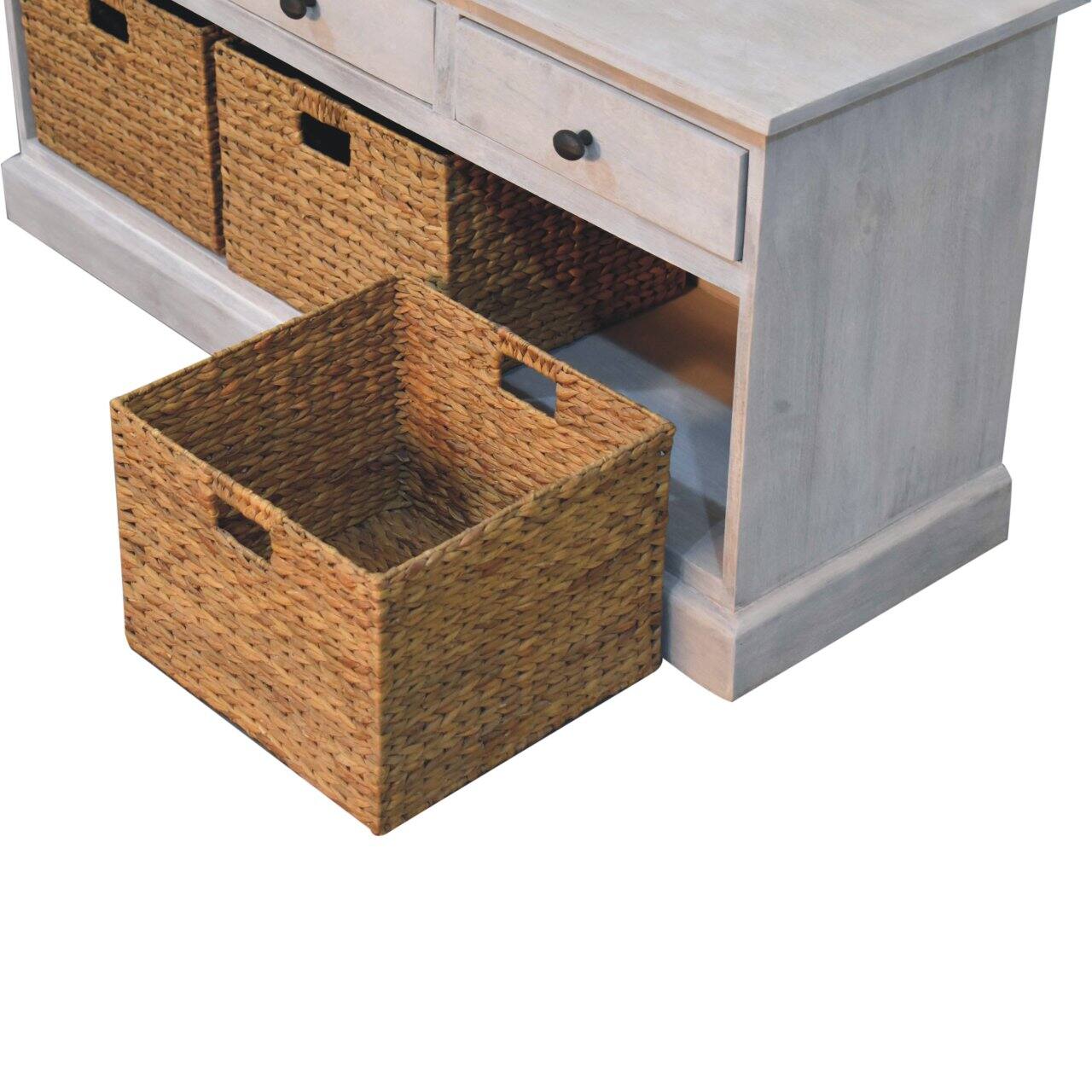 Alt View 5. Artisan Furniture - Artisan Furniture Solid Wood Acid Wash Basket Storage Cabinet, 3 Drawers - Brown and Grey.