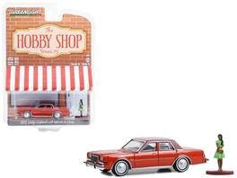 Greenlight - 1983 Dodge Diplomat Top and Woman in Dress Figure "The Hobby Shop" Series 15 1/64 - Red With Brown