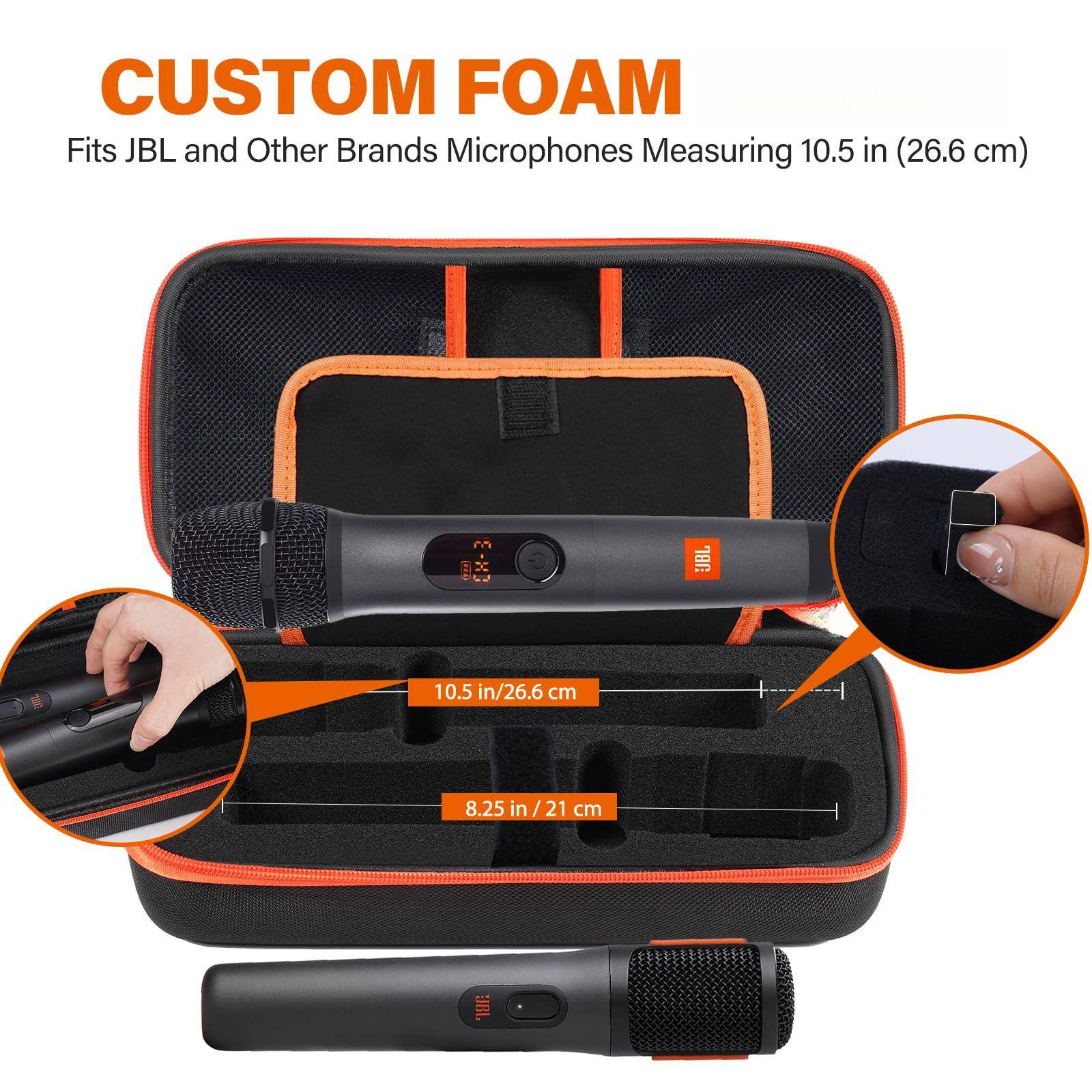 CUSTOM FOAM  
Fits JBL and Other Brands Microphones Measuring 10.5 in (26.6 cm)  

10.5 in/26.6 cm  
8.25 in/21 cm