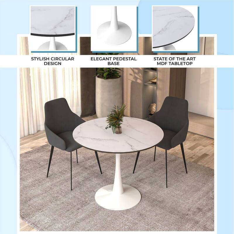 STYLISH CIRCULAR DESIGN  
ELEGANT PEDESTAL BASE  
STATE OF THE ART MDF TABLETOP