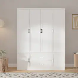 FUFU&GAGA - Large Capacity Four-Door Wardrobe – The All-in-One Storage Solution for Family Organization - Light Gray