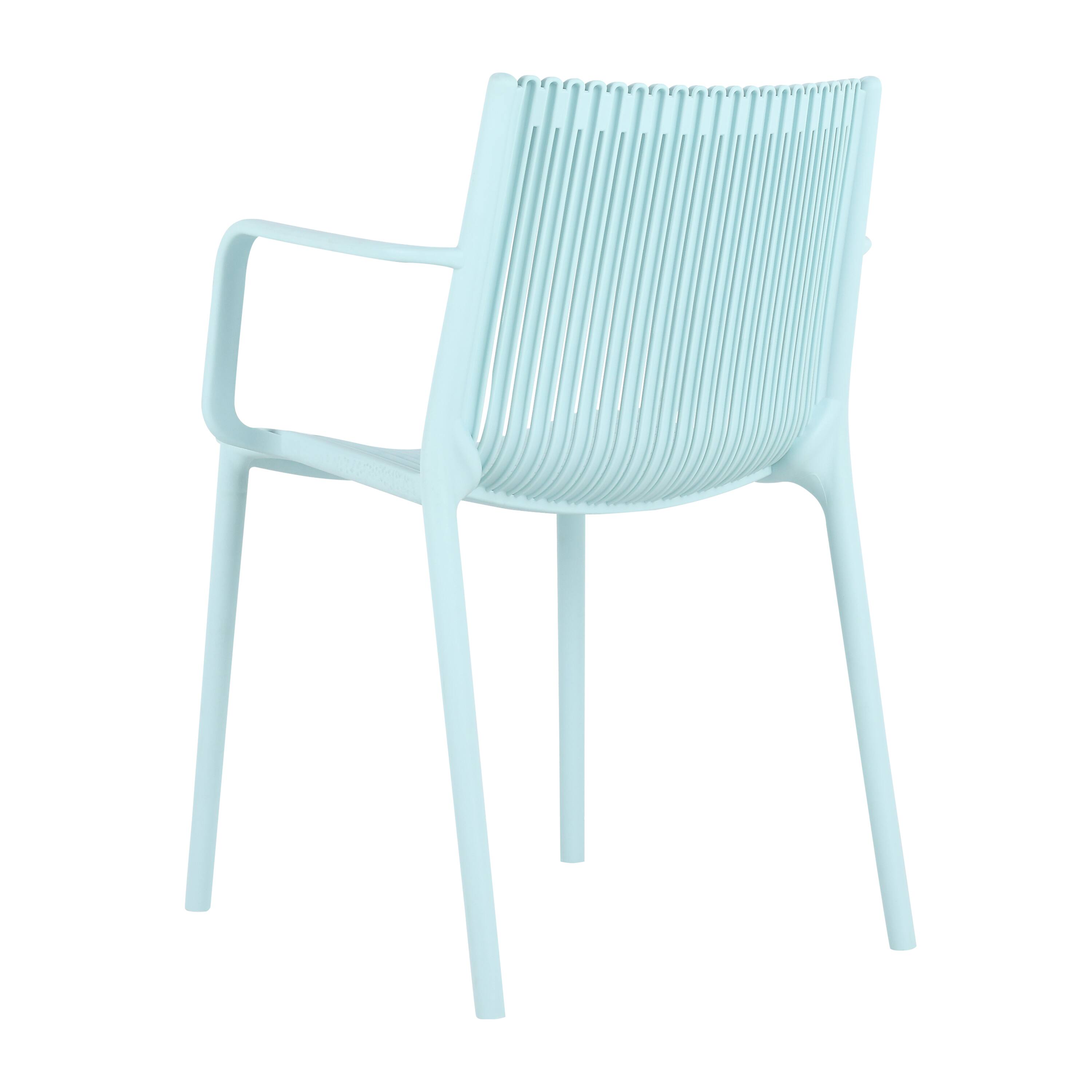 Alt View 7. Mondawe - 4pcs Modern Stackable PP Plastic Armchair - Light Blue.