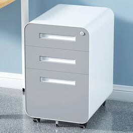GOODSILO - 3-Drawer Mobile File Cabinet Under Desk - Versatile Storage for Legal/Letter/A4 Files, Anti-Tilting, Steel - White+Gray