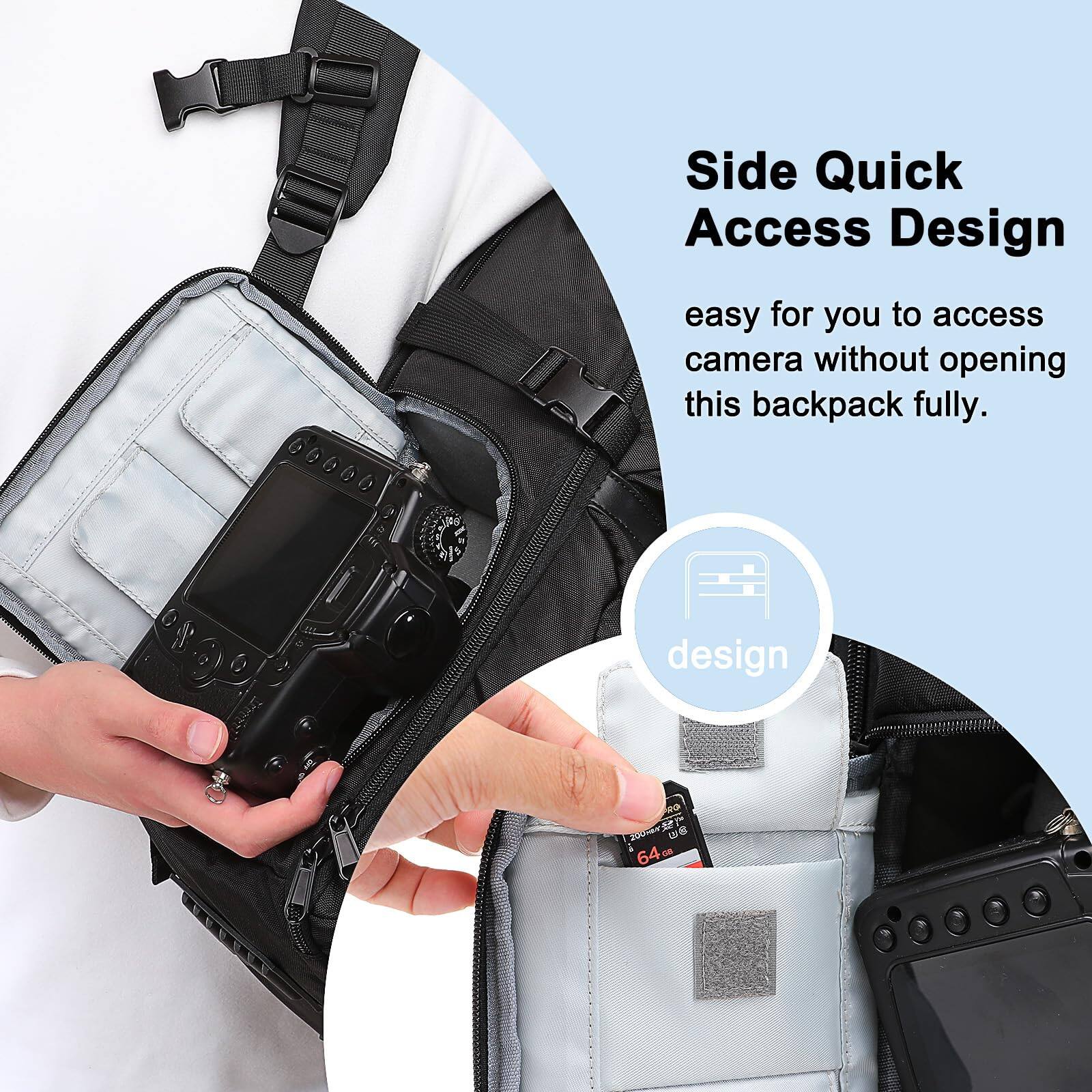 Alt View 1. Pacoar Cade - Camera Backpack  Dslr slr mirrorless Case Side Quick Access Photography Travel Bag With 15 16 Inch Laptop Compartment - Default.