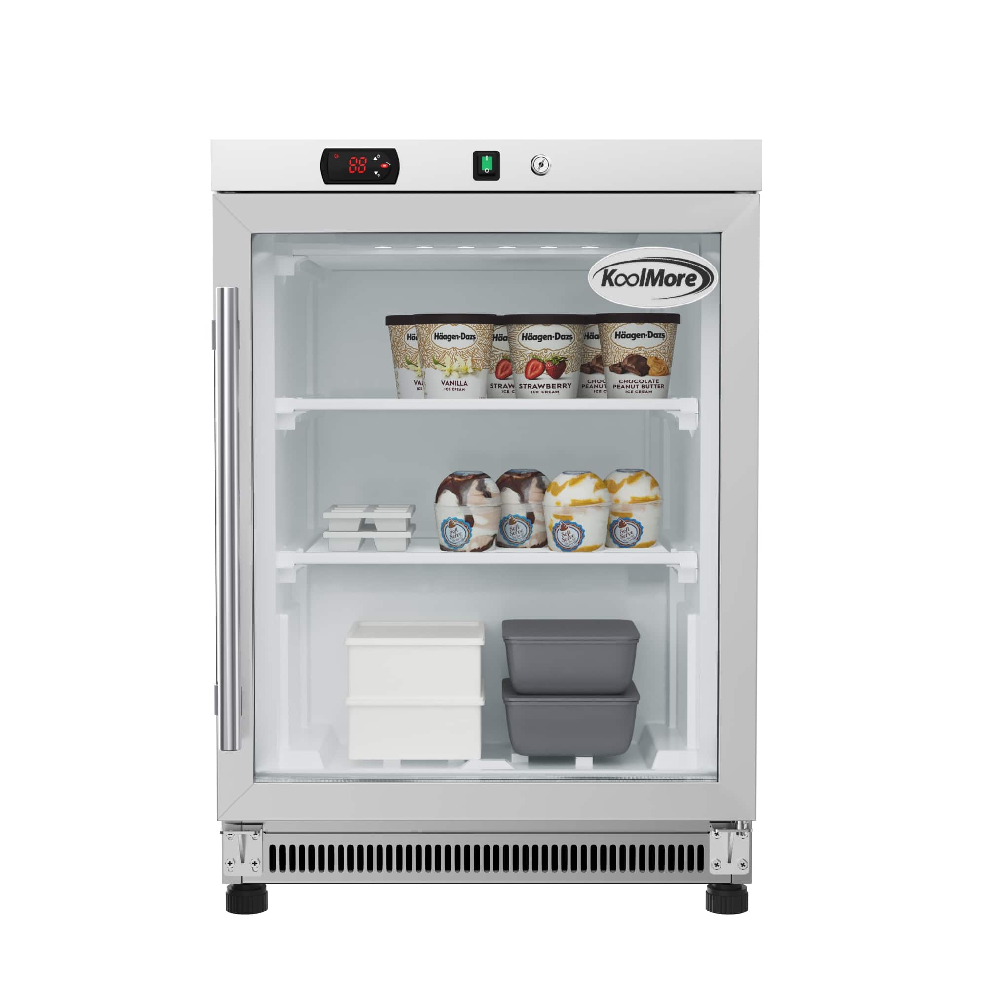 Koolmore - 24 in. Commercial Countertop Display Freezer in White with and Glass Door, 4.6 Cu. ft. (KM-MDF46GD) - Stainless steel