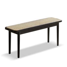 GOODSILO - Solid Oak Wood Dining Bench with Rattan Detail - Versatile Modern Bench for Entryway, Bedroom, and Living Room - Black