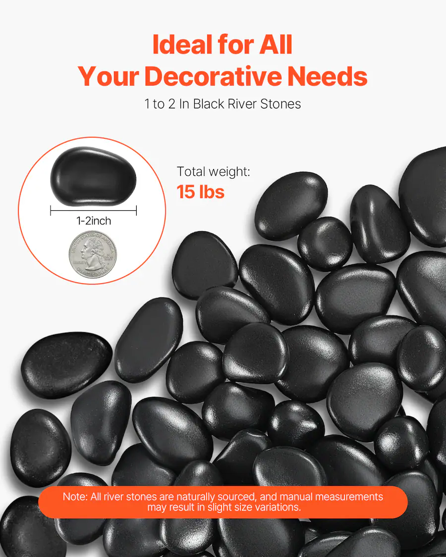 VEVOR River Rocks, 1 2 inch 15 lbs, Smooth & Polished Natural Pebble ...