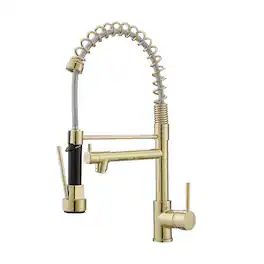 Contemporary Single Handle Gooseneck Pull Down Sprayer Kitchen Faucet