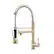 Front. Boyel Living - Contemporary Single Handle Gooseneck Pull Down Sprayer Kitchen Faucet Brushed Gold - Brushed Gold.