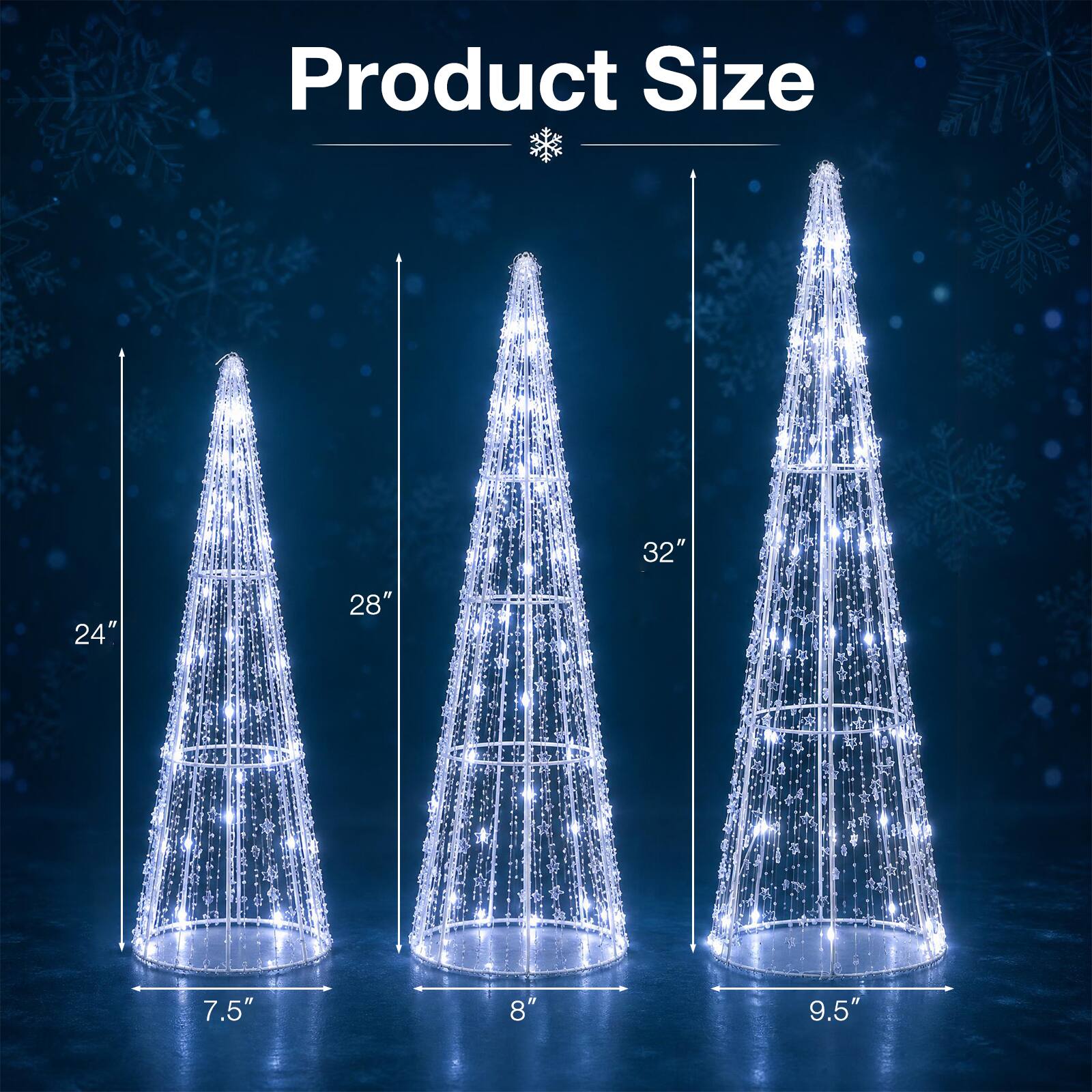 Product Size
24"
28"
32"
7.5"
8"
9.5"
