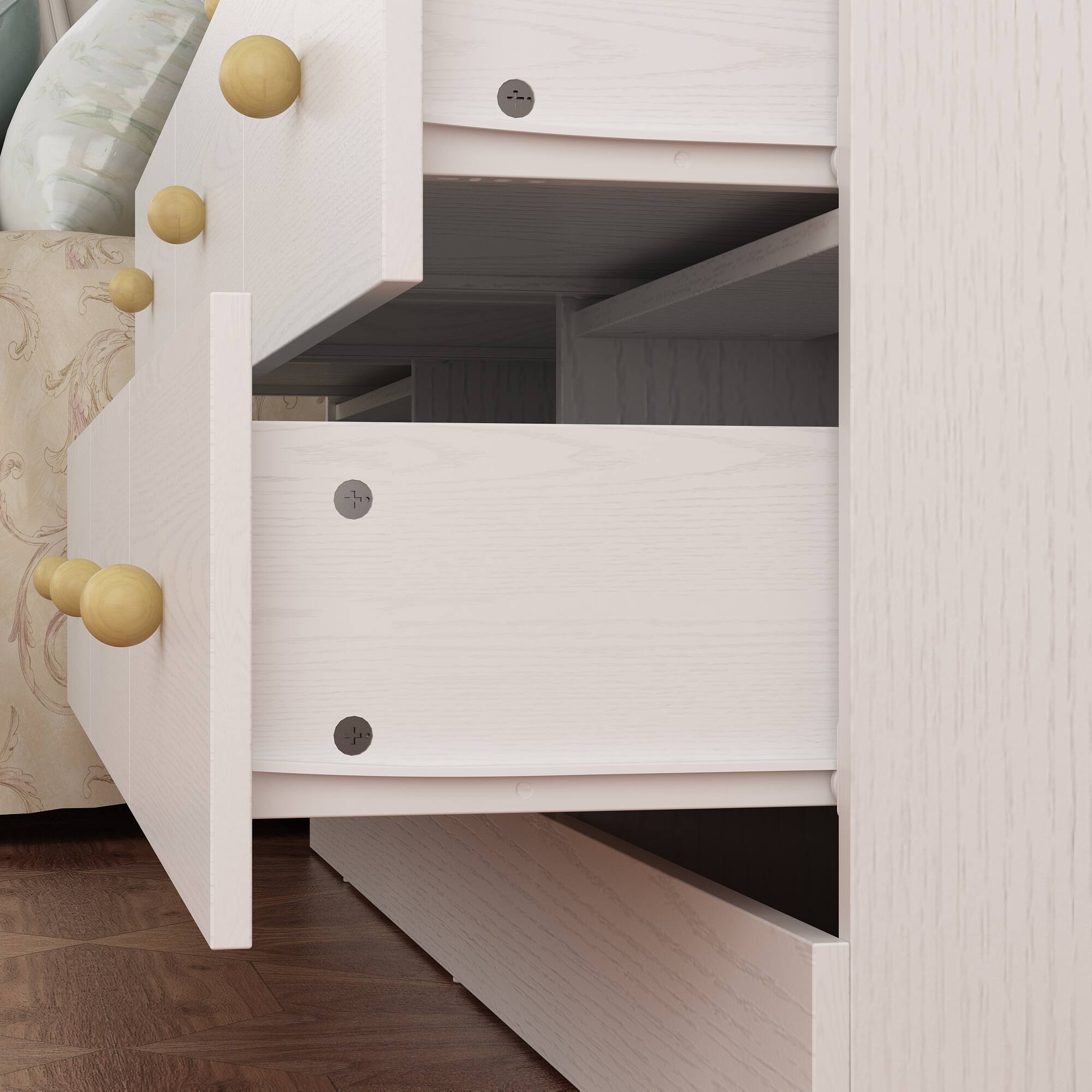 Alt View 1. Famapy - Famapy Horizontal Dresser with Anti - Tip Feature & Solid Wood Handles - White.
