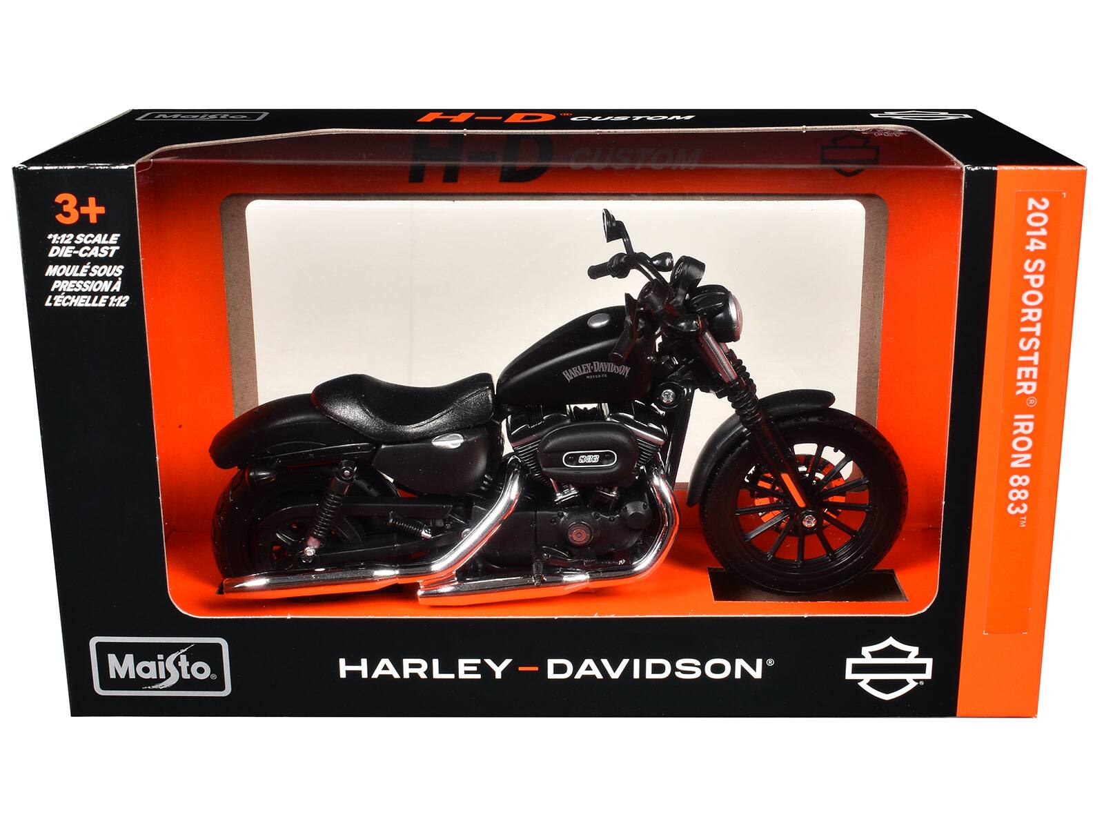 3+  
1:12 SCALE DIE-CAST  
MOULÉ SOUS PRESSION À L'ÉCHELLE 1:12  

2014 SPORTSTER IRON 883™  

H-D CUSTOM  

HARLEY-DAVIDSON®  

Maisto