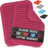 Zulay Kitchen - 2-Pack 9"x12" Silicone Trivets for Hot Pots & Pans - Rose Red