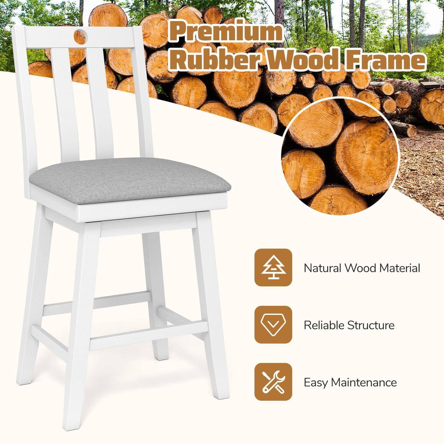 Premium Rubber Wood Frame  
Natural Wood Material  
Reliable Structure  
Easy Maintenance