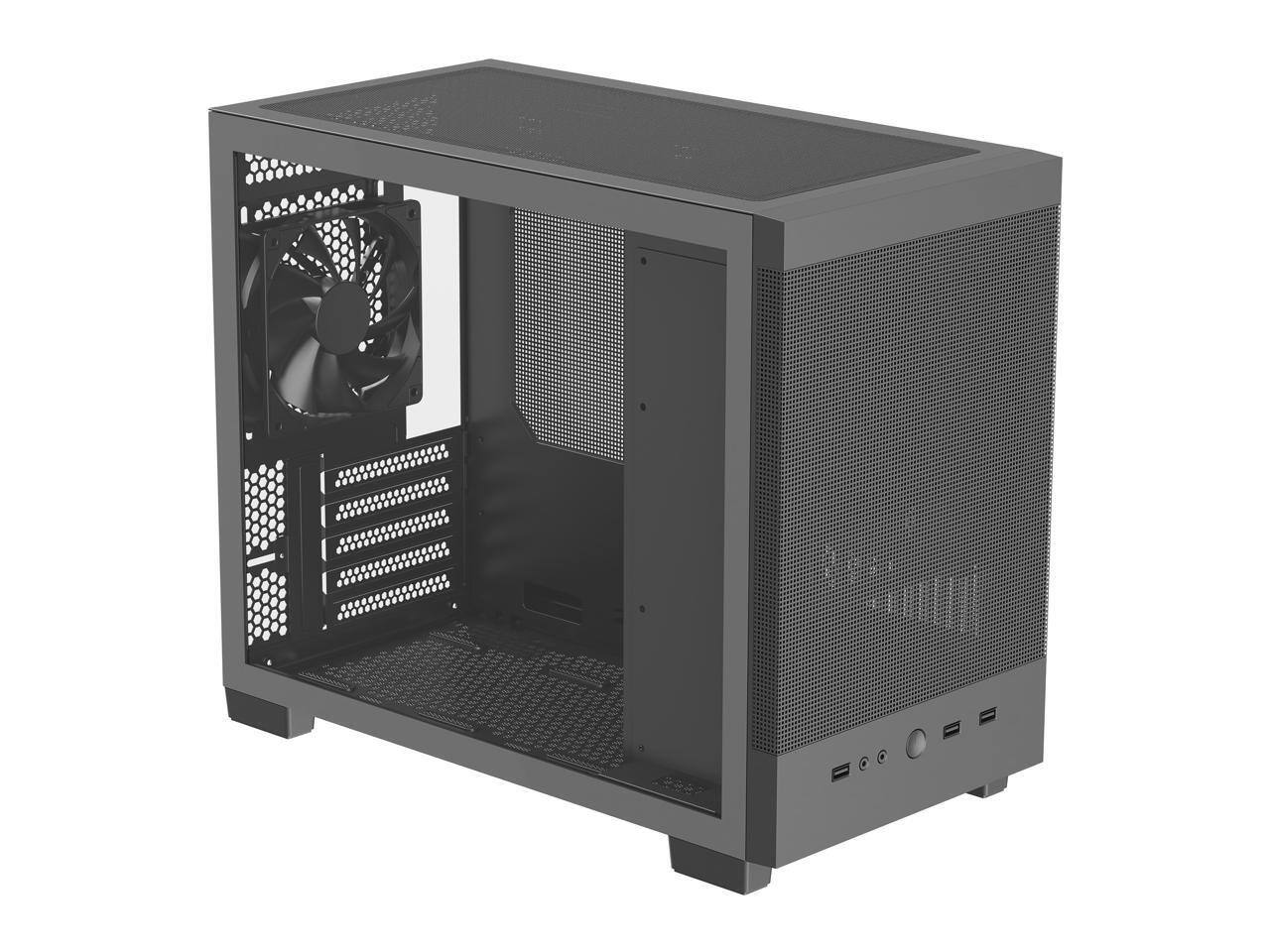 Back. Rosewill - micro atx mini pc computer case with pre-installed 400w power supply | - Black.
